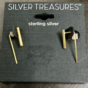Gold Bar Sterling Silver Earrings